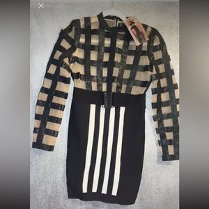 Angel Brinks ** Super Sexy, sheer caged  bandage dress NWT * unique designer